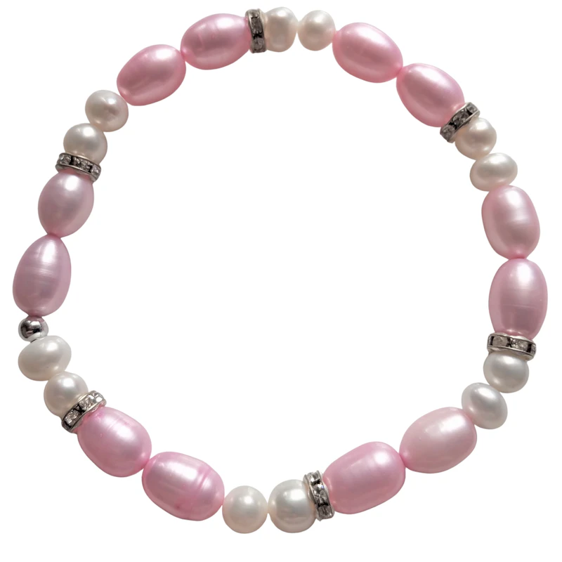 Perlenarmband rosa-weiss