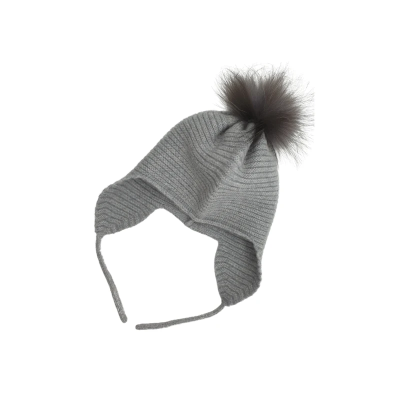 Kaschmir-Babymütze mit Bommel