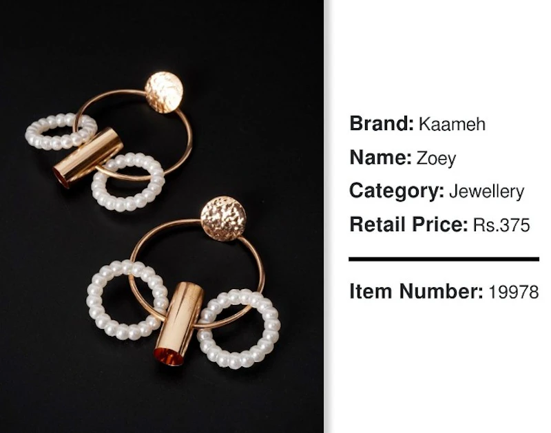 Golden White Pearl & Metal Earrings