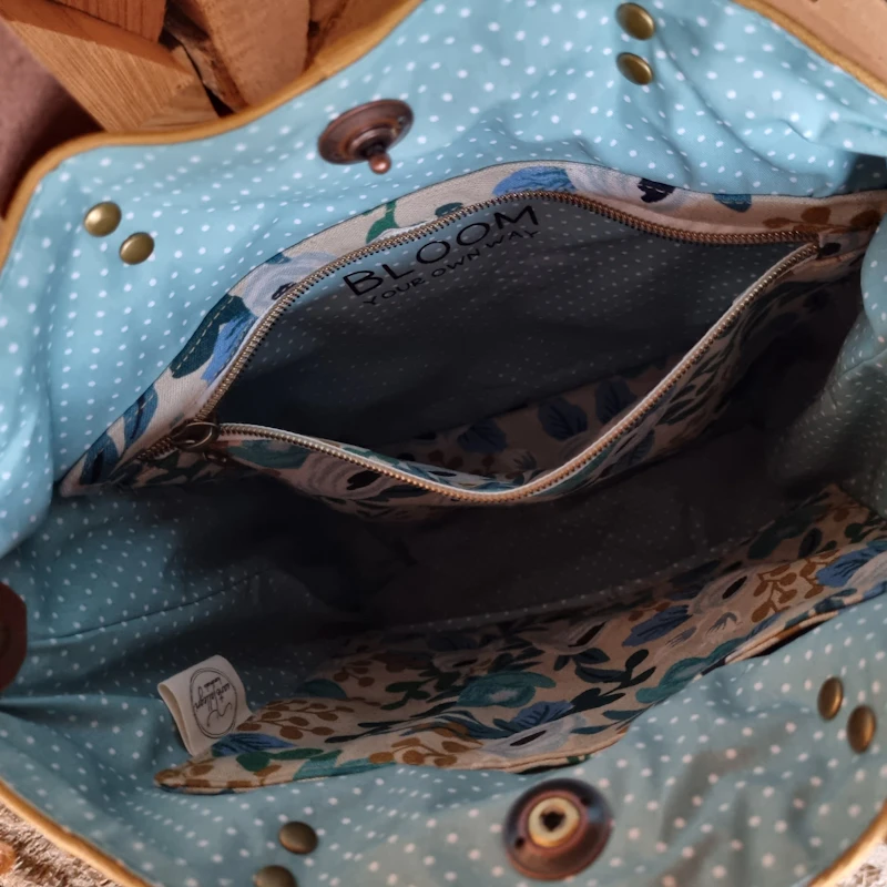 Umhängetasche/ Beuteltasche senfgelb/floral