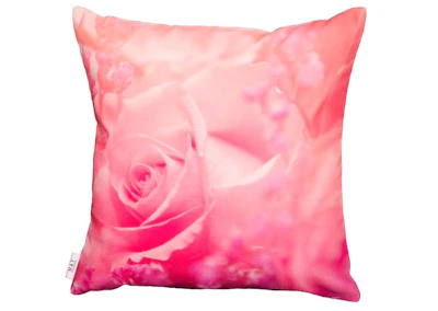 Cushion cover wit rose print, 45x45 cm., 100% cotton, with zipper.