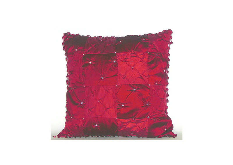 Rouge Beaded Edge - Reversible Throw Pillow