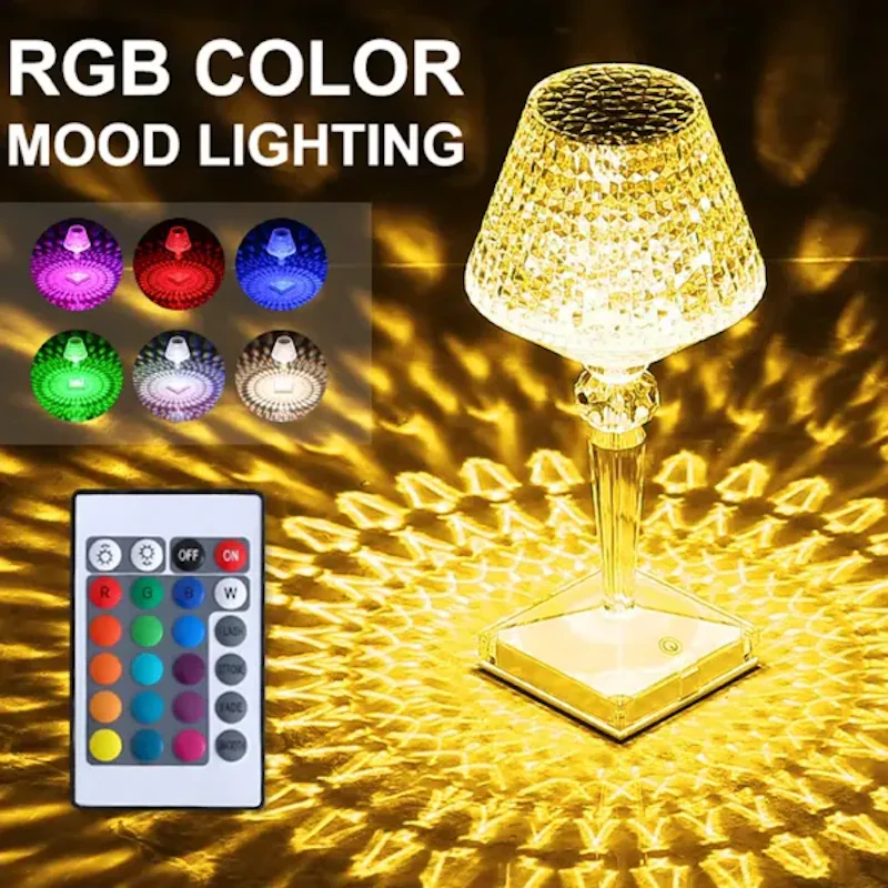 New Crystal Table Lamp With Built-in Battery Portable 