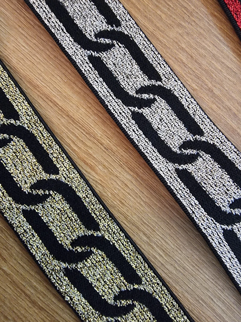 Elastic Band Chain, 25mm breit mit Glitzer