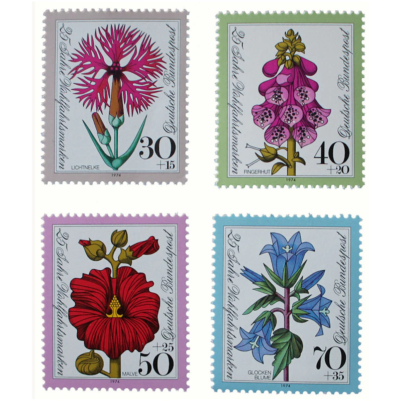 Robbert´s Briefmarken Bund 25 Jahre Wohlfahrtsmarken : Blumen, 1974, postfrisch