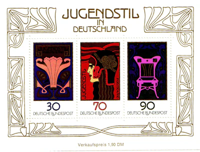 Briefmarken Deutschland Block Nr. 14, "Jugendstil" aus dem Jahr 1977, postfrisch