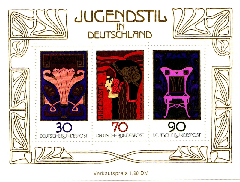 Briefmarken Deutschland Block Nr. 14, "Jugendstil" aus dem Jahr 1977, postfrisch