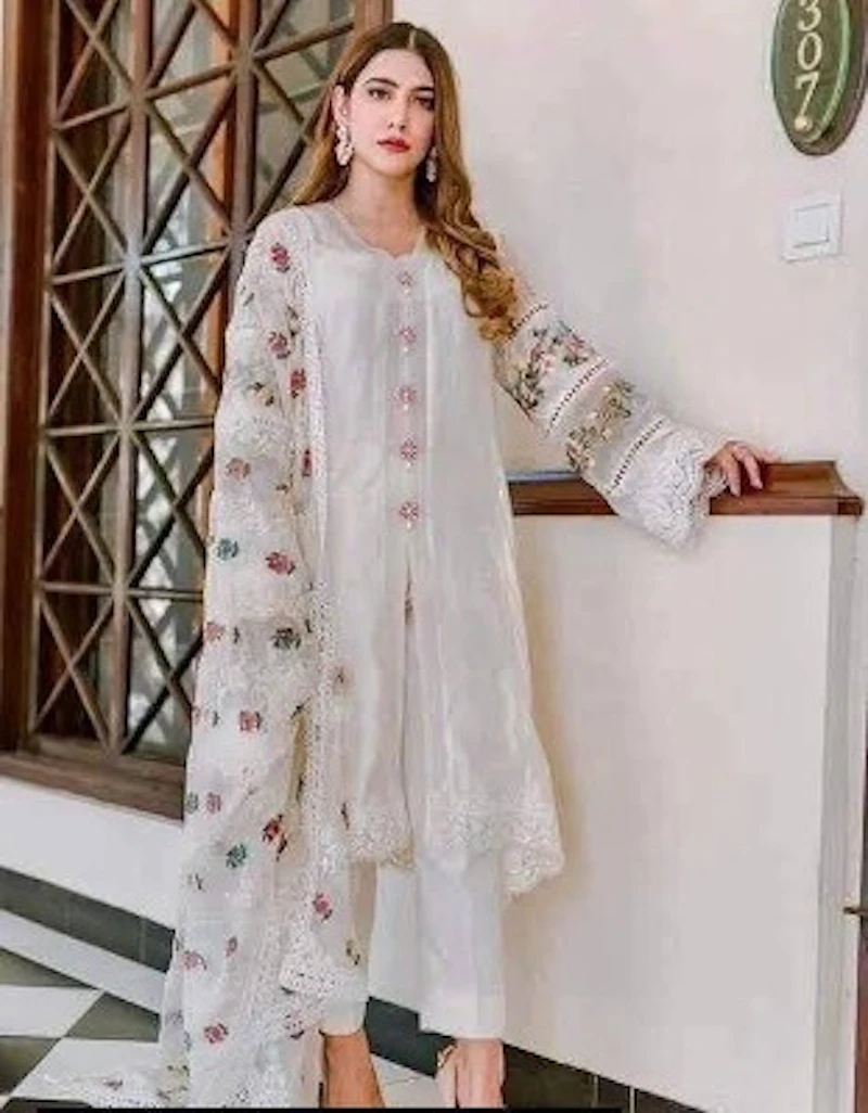 Afroze - 3 Pcs Women Embroidered Lawn Unstitched Suit