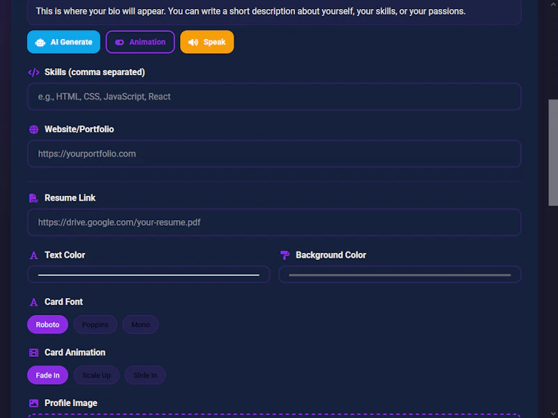 AI Profile Card Generator 