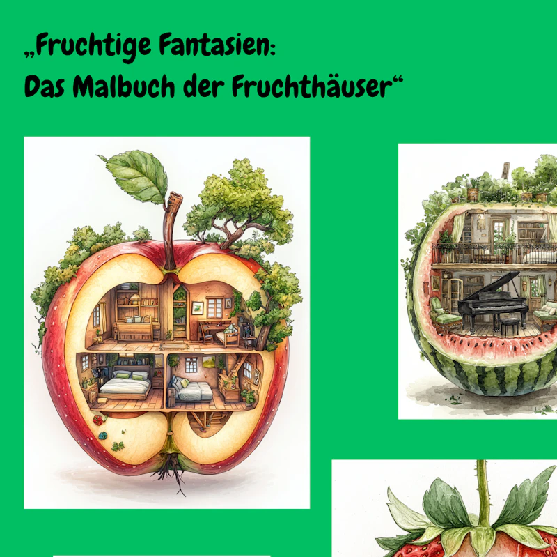 „Fruchtige Fantasien: Ein Malbuch der Fruchthäuser“