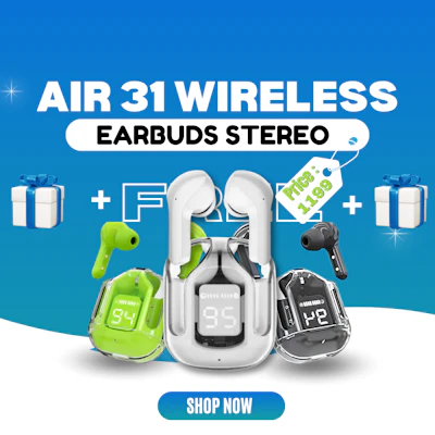 Earbuds AIR 31 Airpods| Wireless Earbuds With, Crystal Transparent Case With Type C Charging |Earbuds Bluetooth 5.3 | New Model AIR 31