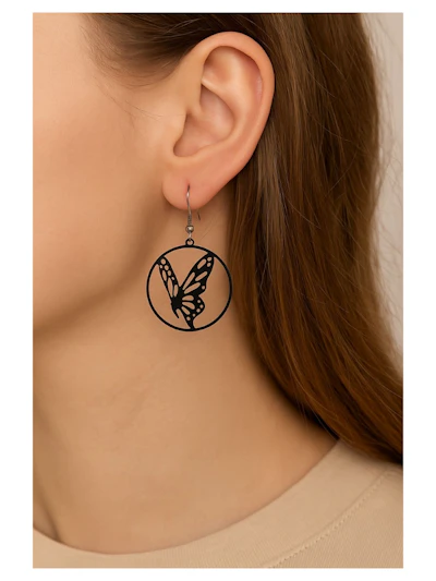 Edelstahl-Ohrringe “Butterfly Circle” – filigran & modern