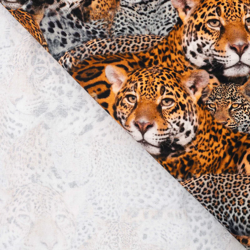 Half Panama digital print Leopard black orange