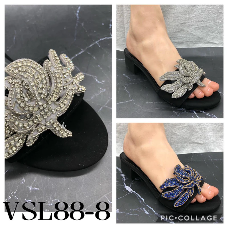 Black sole slippers - Black, Gold, Wine - Size: 37-43