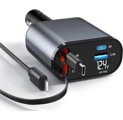 Retractable phone charger car adapter