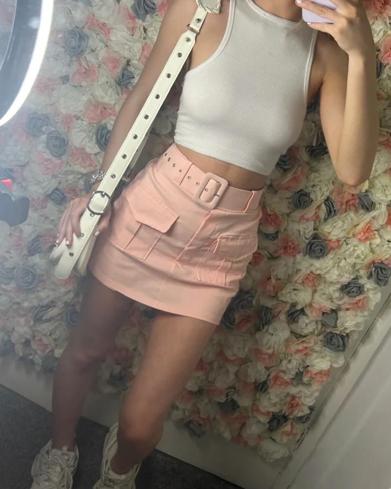 Cargo belted skort with pockets 