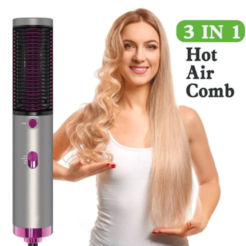 New Hot Air Hair Dryer Brush 3 In 1 Hair Blow Dryer Straightener Volumizer Negative Ion Styler Comb Kit For Wet Dry Hair