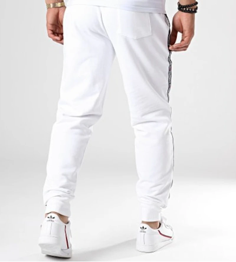 TOMMY HILFIGER - BAS DE JOGGING BLANC BANDES GRIFFÉES  