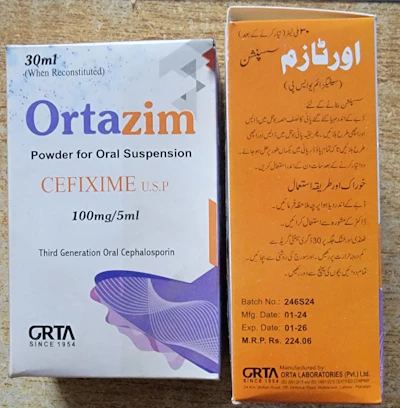 Ortazim 100mg/5ml syrup (Cefixime)