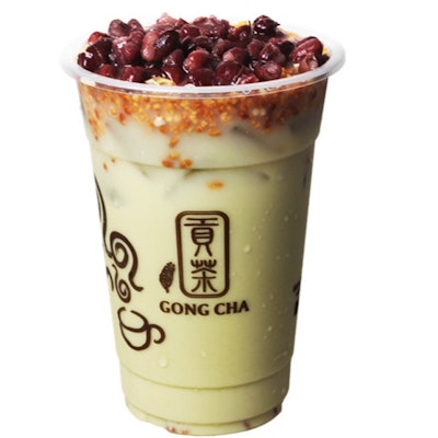 Motcha red bean milk tea (Gong Cha)