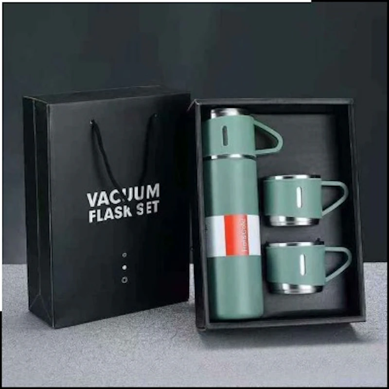 3 In 1 Vacuum Insulated Thermal Flask Set With Cup