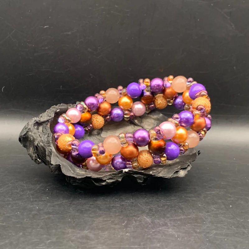 3-radigt armband PENSÉE lila/orange