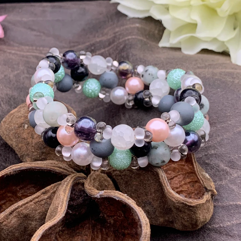 3-radigt armband MINT svart/ljust/mint