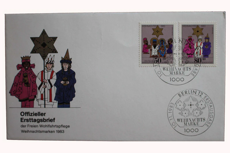 Robbert´s Briefmarken FDC Bund und Berlin Marke Weihnachten 1983 auf Brief
