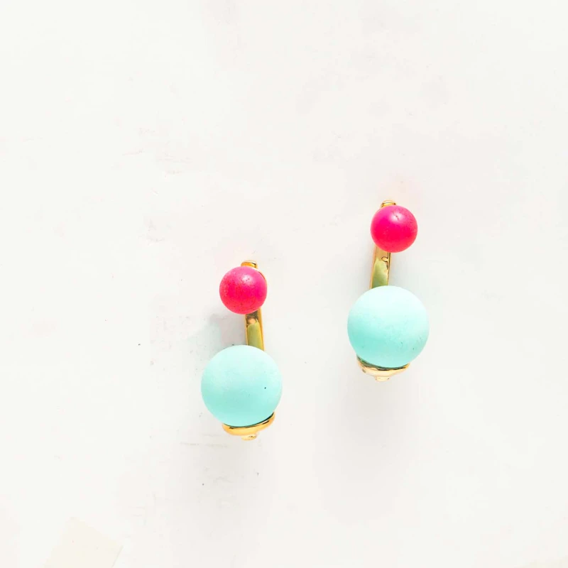 Duo Tone Funky Ball Earrings 