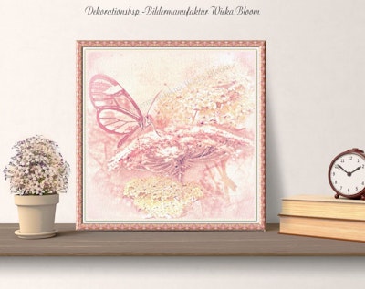 Flügeltiere SOMMERVOGEL Schmetterling auf Blüte,Wanddeko Landhausstil Shabby Chic Vintage Style