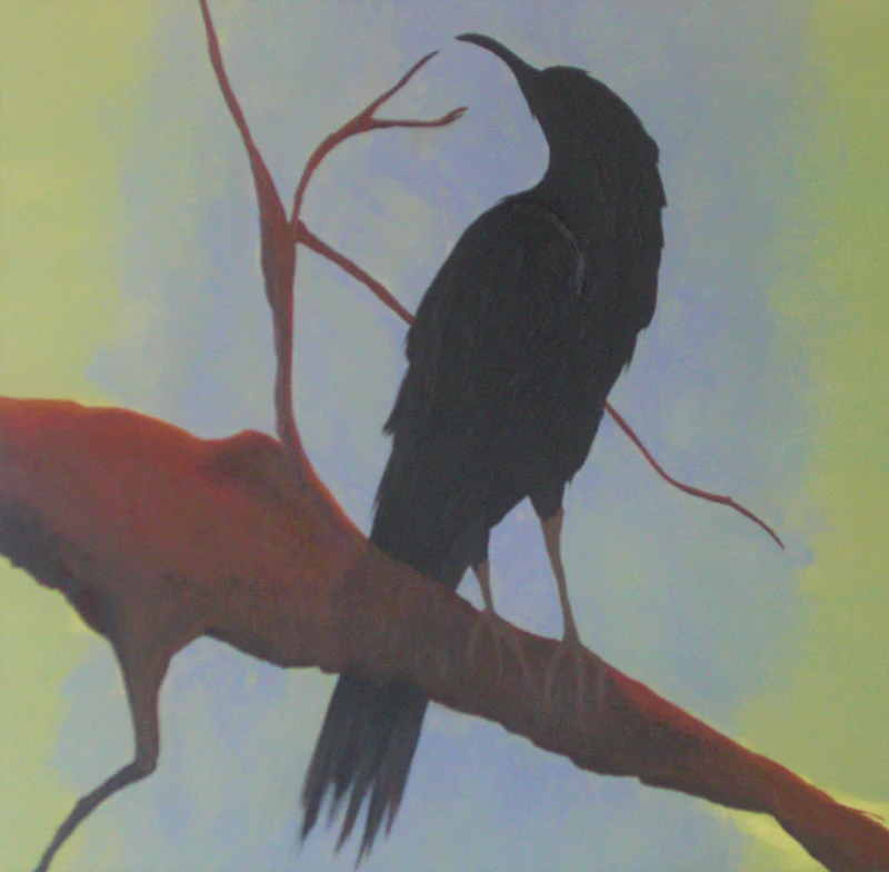Beauty - Acrylic Figurative Expression of A Raven on Board