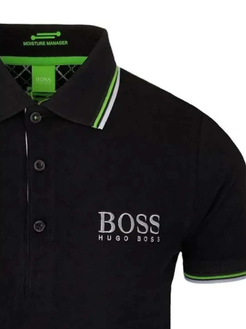 HUGO BOSS - POLO PADDY NOIR  RAYURES 3D