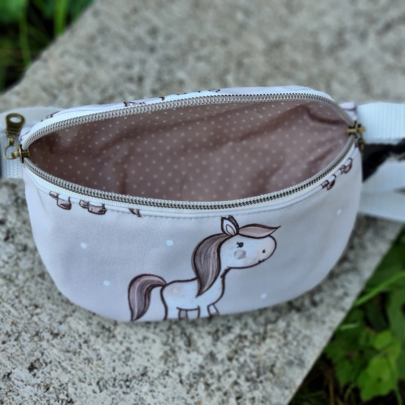 Bauchtasche, Crossbody Bag, Softshell Pferde weiß/weiß