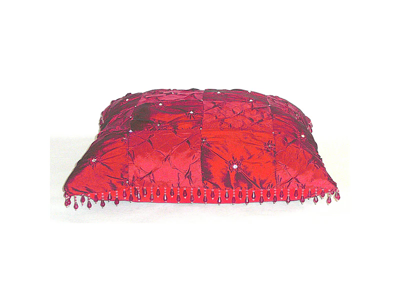 Rouge Beaded Edge - Reversible Throw Pillow