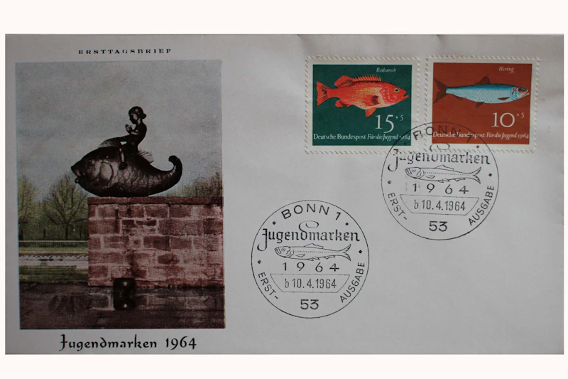 Robbert´s Briefmarken FDC Bund Jugend : Fische 1964, MiNr. 412-15