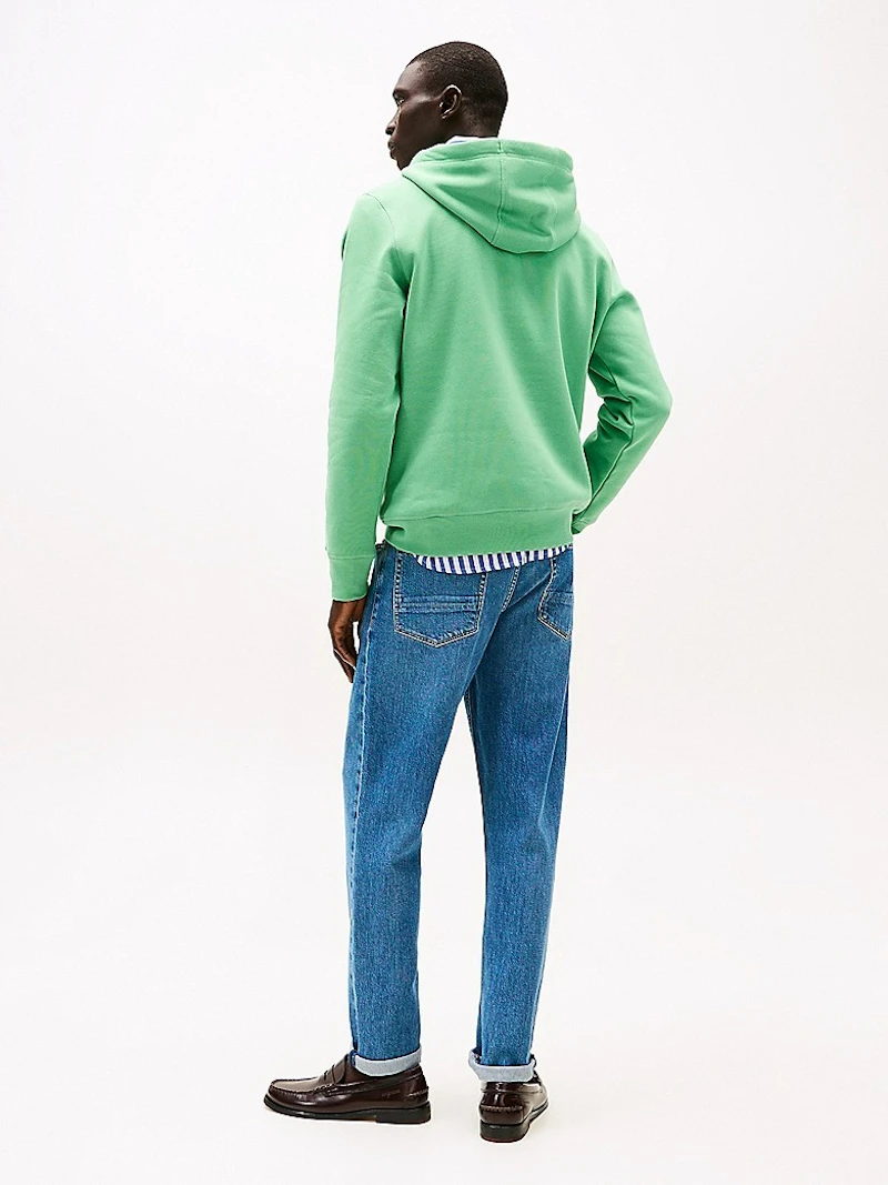 TOMMY HILFIGER - SWEAT À CAPUCHE VERT LOGO BRODÉ