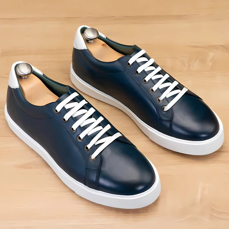 Basket en cuir bleu