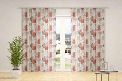 Deco curtain fabric - London, multicolor with digital print, lenght - 2,90 m.