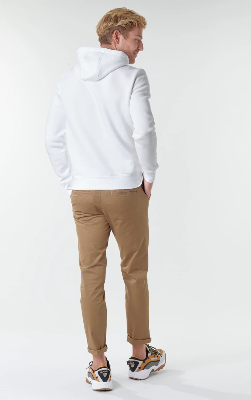 TOMMY  HILFIGER  -  SWEAT À CAPUCHE BLANC LOGO BRODÉ