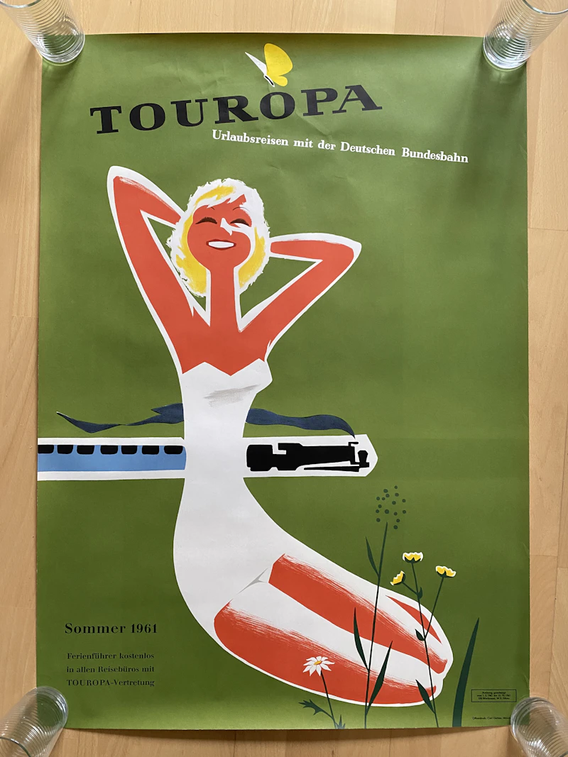 True vintage Touropa Reiseposter von 1961
