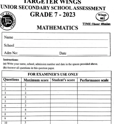 Grade 7 exams TARGETER WINGS 002