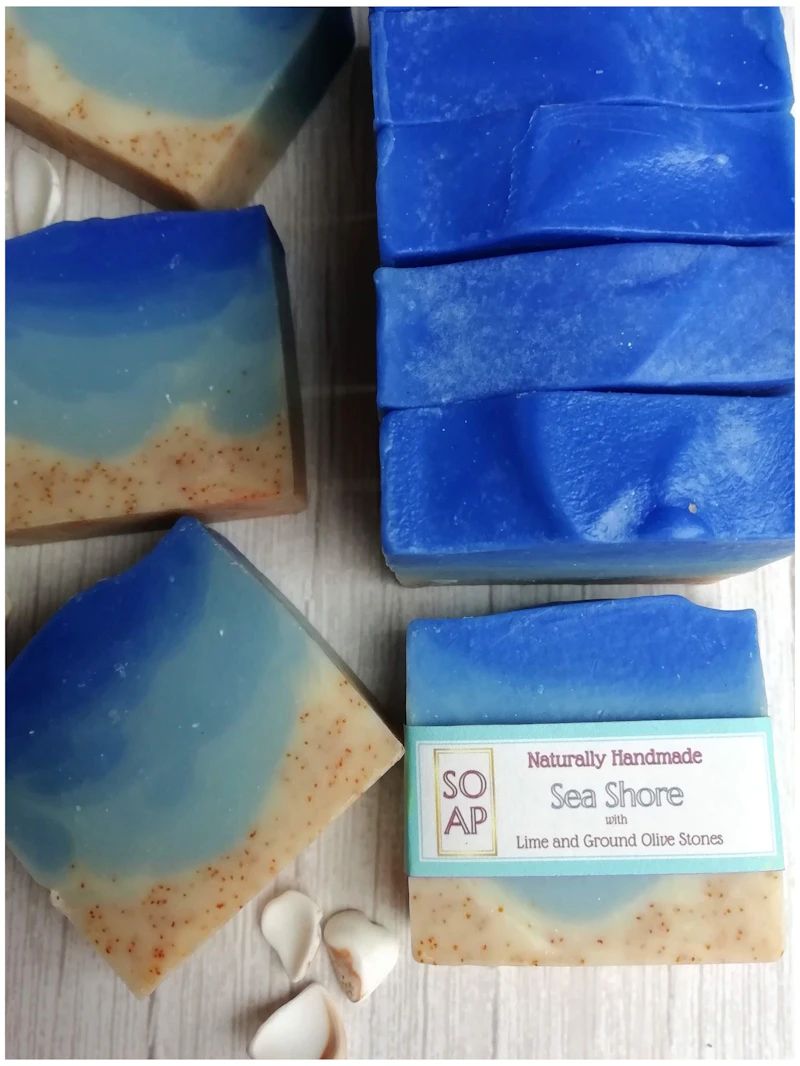 Sea Shore Exfoliating Soap with Patchouli & Lime Essential Oils.