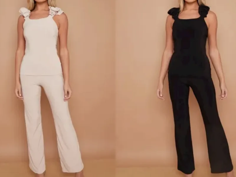 2 piece flared runched vest sets 