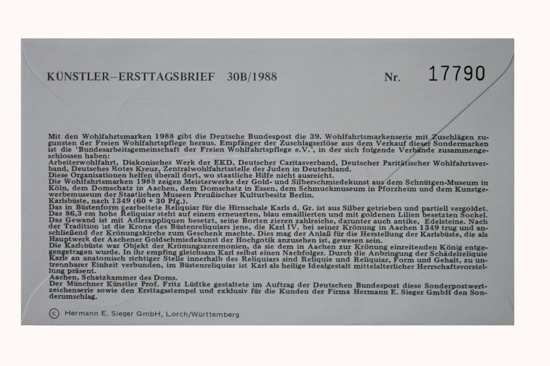 Robbert´s Briefmarken FDC Bund Wohlfahrt 1988 MiNr. 1383-86