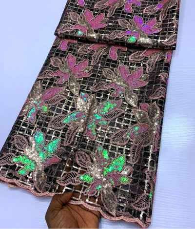 Brown touch of green pink Lace