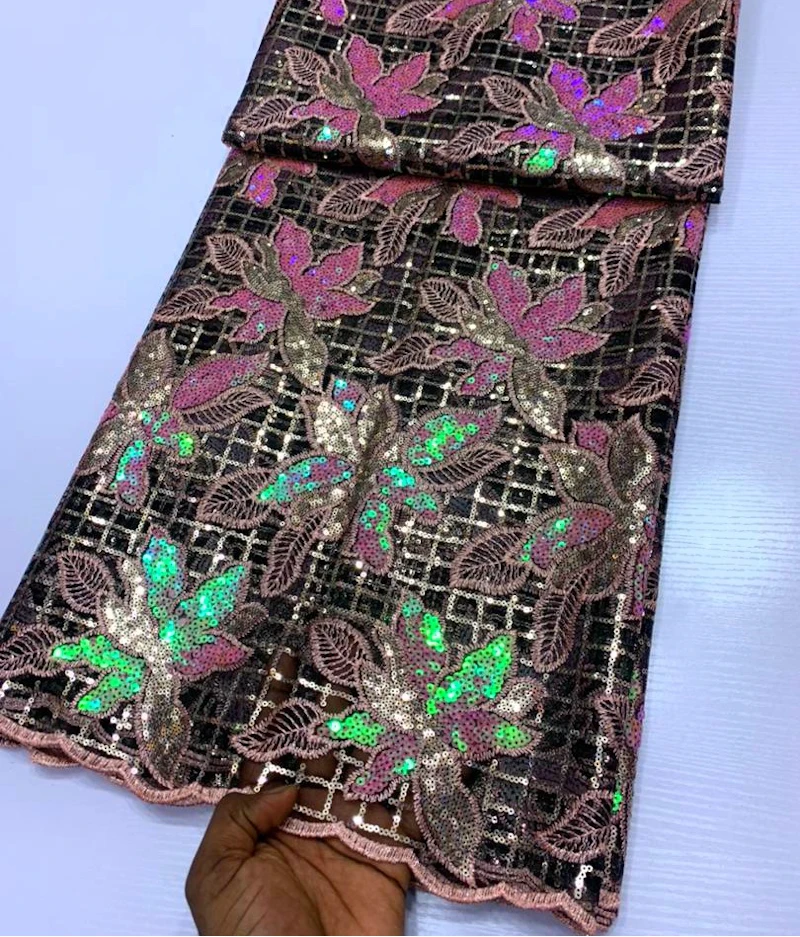 Brown touch of green pink Lace