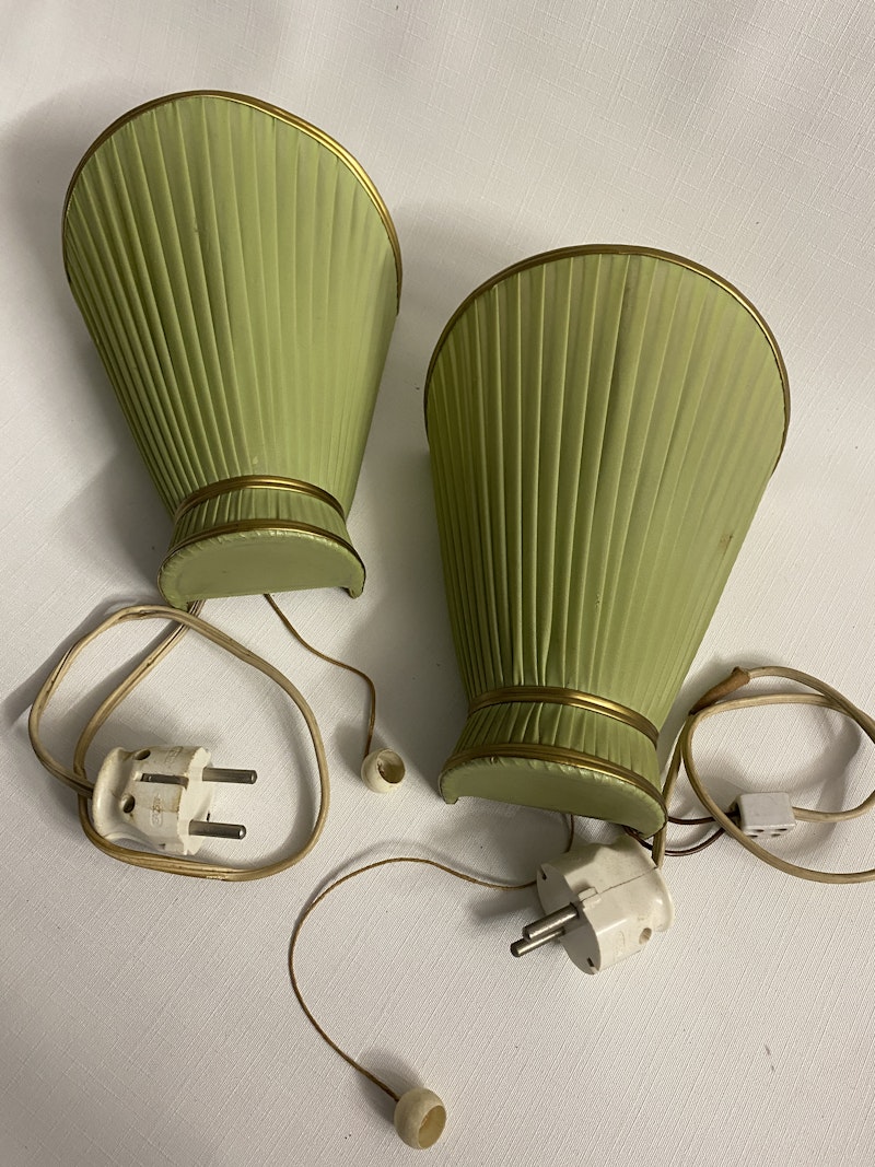 True vintage grüne Stoff Wandlampen