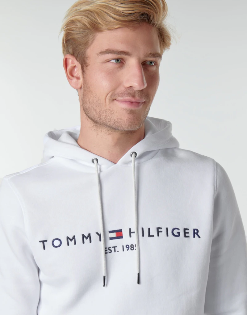 TOMMY  HILFIGER  -  SWEAT À CAPUCHE BLANC LOGO BRODÉ