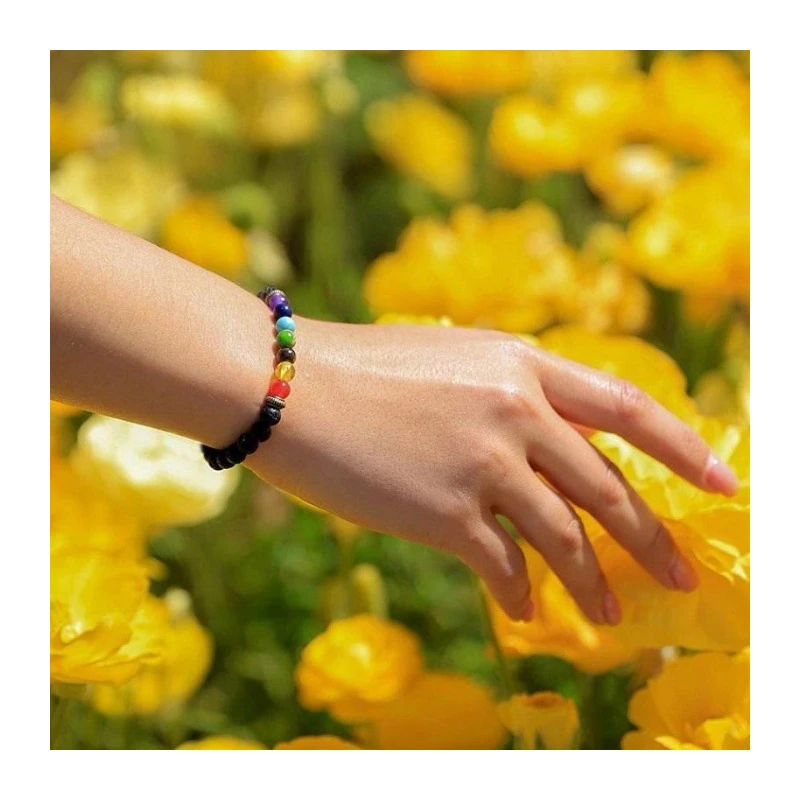 Chakra-Armband mit Lavastein