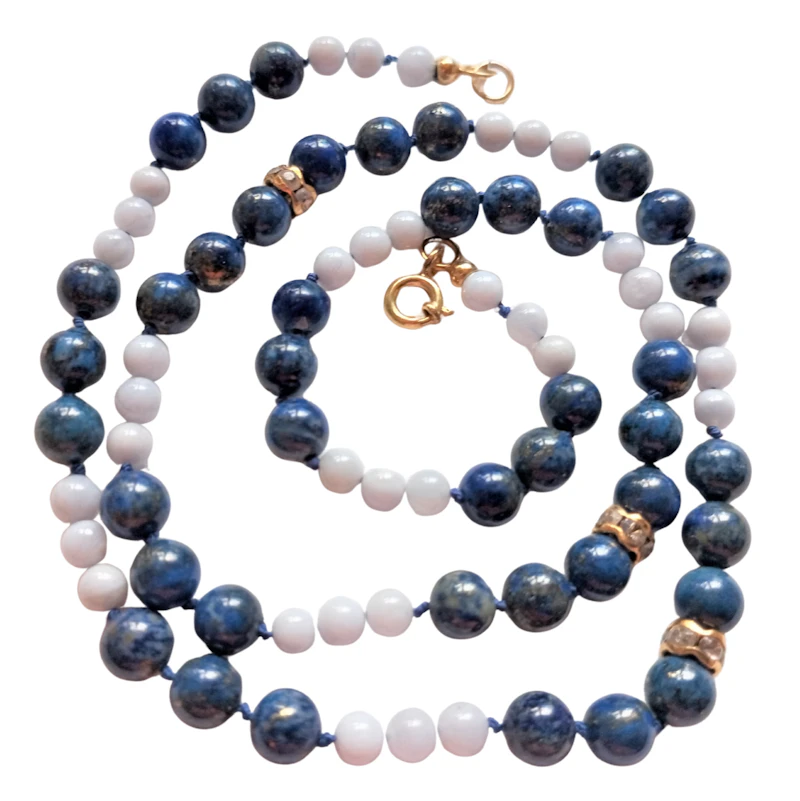 UNIKAT / Edelsteinkette Lapislazuli / Chalcedon